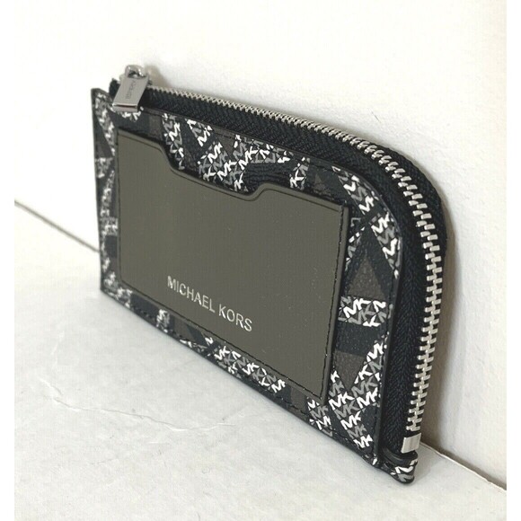 New Michael Kors Cooper L-zip wallet PVC with Leather Olive / Army Green multi - Picture 2 of 4